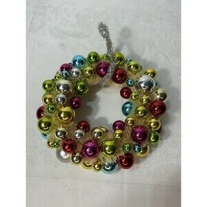 Christmas Bottle Brush Wreath with Ornaments 7.5"